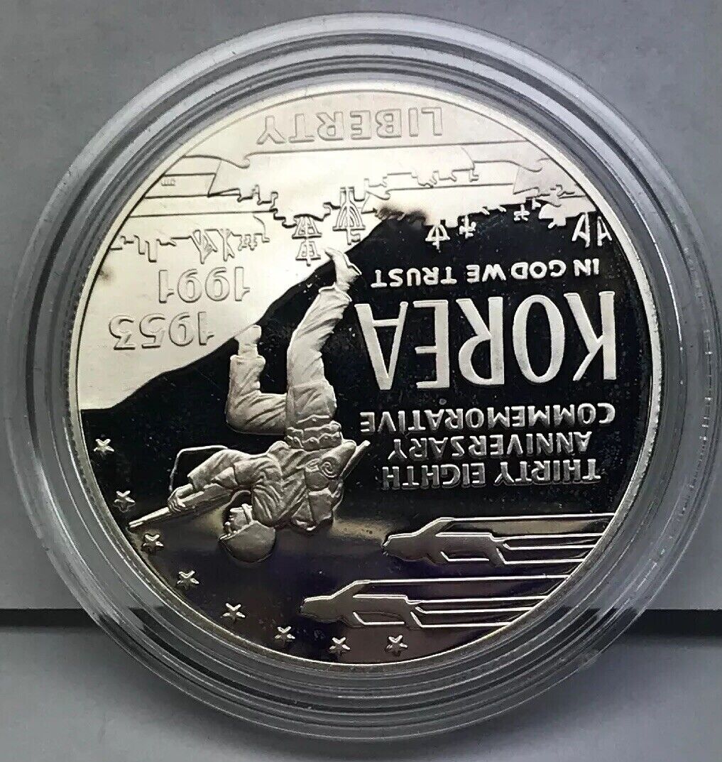 1991 P United States Korean War Memorial Proof Silver Dollar OMP/COA