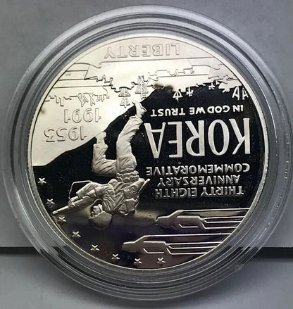 1991 P United States Korean War Memorial Proof Silver Dollar OMP/COA