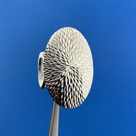 Designer Sterling Silver 925 Textured Diamond Cut Modernist Statement Dome Ring