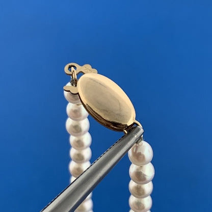 Vintage 14K Yellow Gold Hand Knotted Pearl June Anniversary Bridal Bracelet