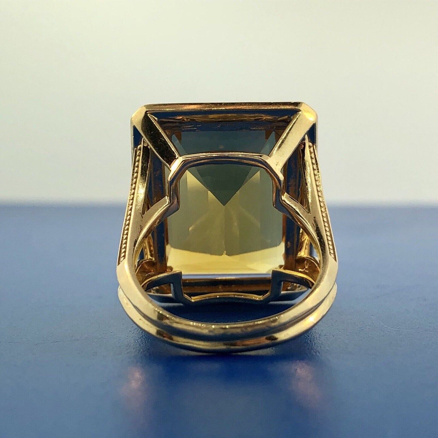 Dramatic 14K Yellow Gold Citrine Diamond Halo November Anniversary Dinner Ring