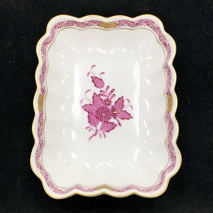 Vintage Herend Hugary Raspberry Chinese Bouquet Apponyi Rectangular Serving Dish