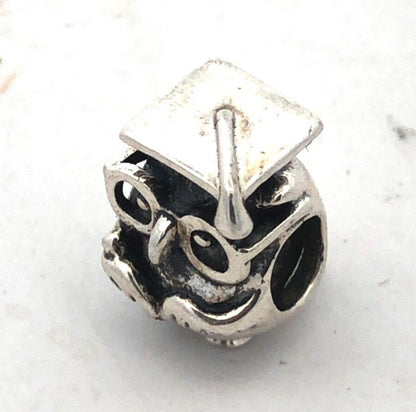 Designer 925 Sterling Silver Graduate Owl School Bead Slide Bracelet Charm