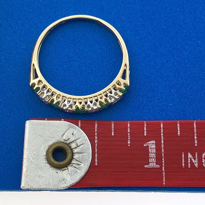 Designer 14K Yellow Gold Emerald Diamond May Anniversary Eternity Band Ring