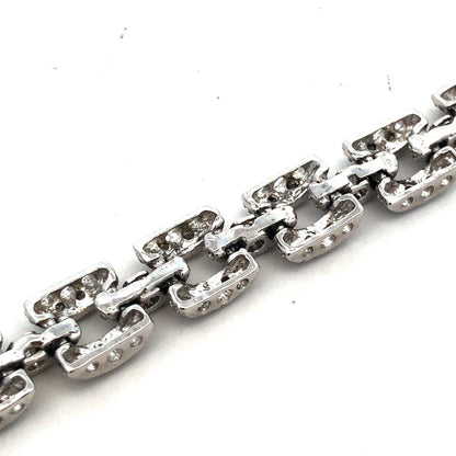Designer 925 Sterling Silver Diamond Triple Row Bar Link Tennis Bracelet