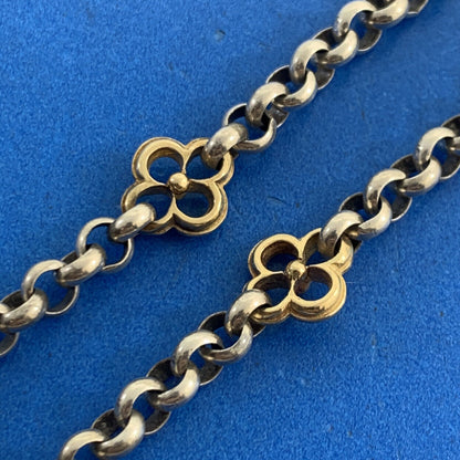Konstantino 925 Sterling Silver 18K  Gold Quatrefoil Circle Link Toggle Necklace