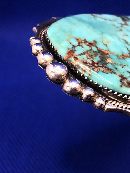 Harold Becenti Navajo 925 Sterling Silver Pear Turquoise Statement Pendant