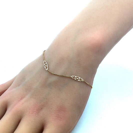 Designer Aurea Italy 14K Yellow Gold Infinity Station Chain Bracelet
