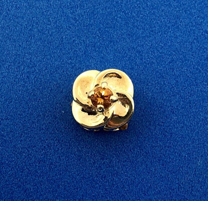 Designer DDH 10K Yellow Gold Citrine Flower November Slide Bracelet Charm