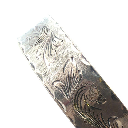 Vintage Designer Mexico 925 Sterling Silver Vine Detail Hinged Bangle Bracelet