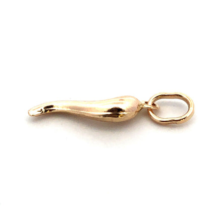 Estate 14K Yellow Gold Italian Horn Prosperity Good Luck Charm Pendant