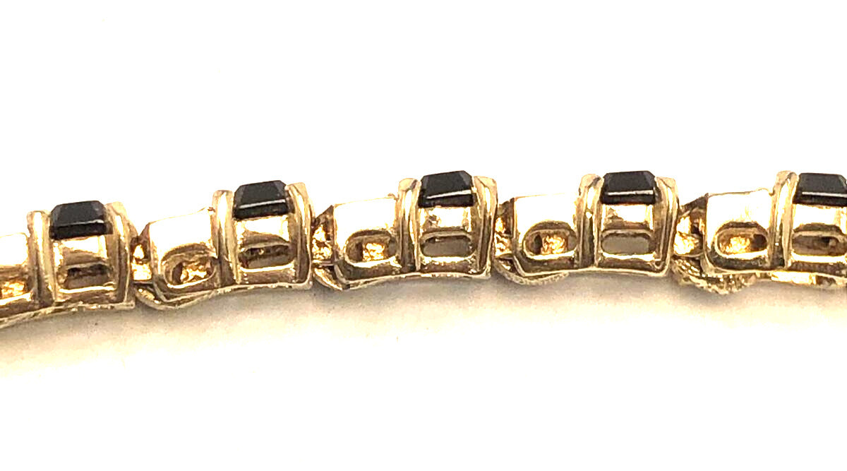 Gold Tone Black Onyx Rhinestone Collar Statement Necklace