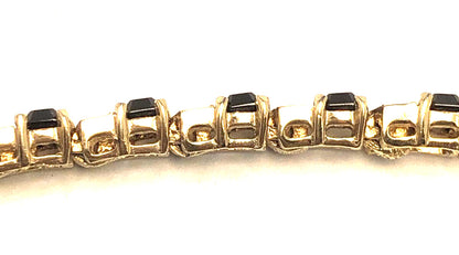 Gold Tone Black Onyx Rhinestone Collar Statement Necklace