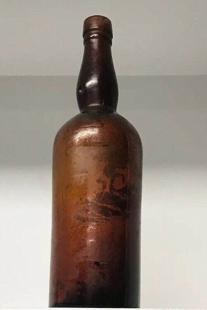 Vintage Amber Brown Large Beer Whiskey Alcohol Unmarked Bottle