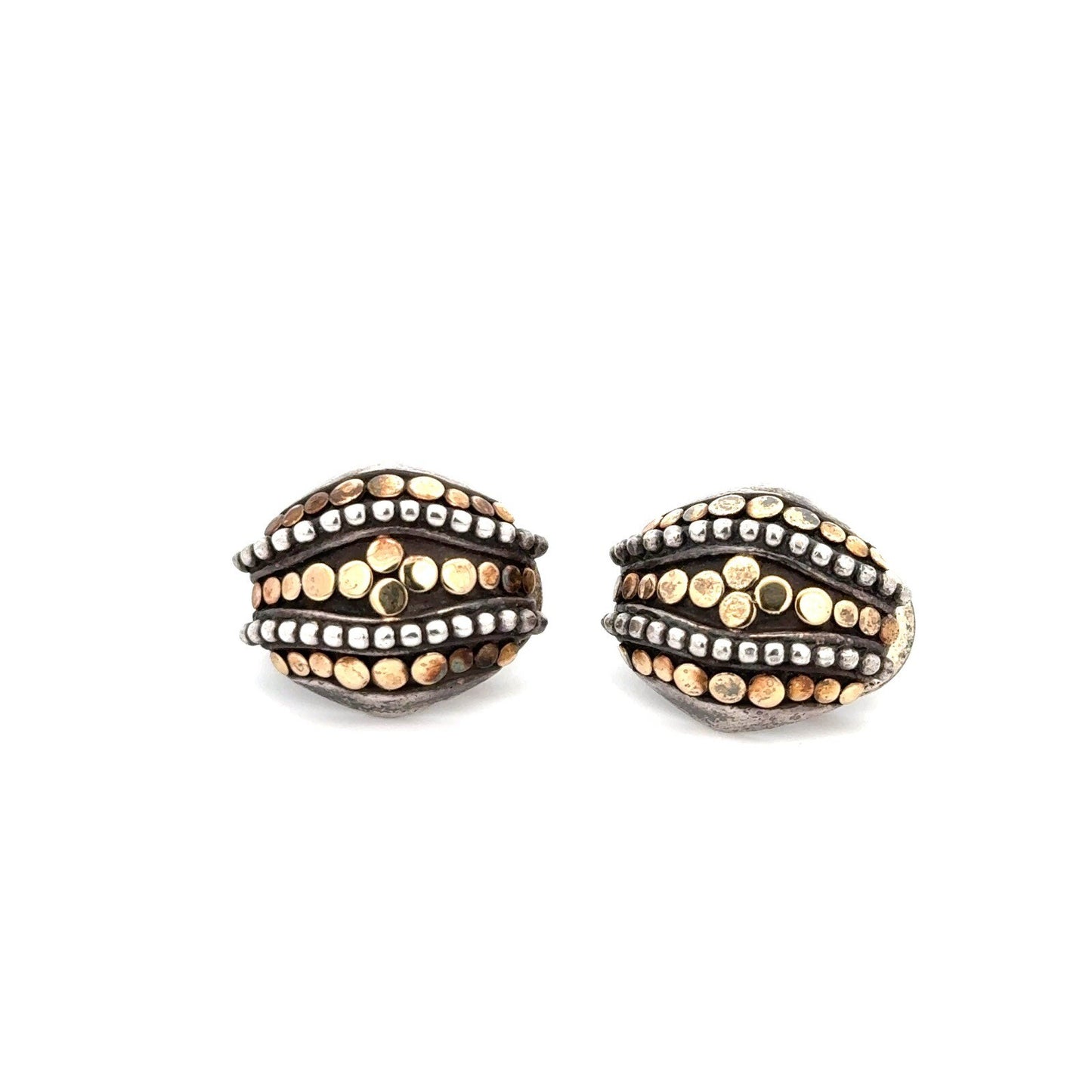 Designer John Hardy 925 Sterling Silver 18K Yellow Gold Dot Clip On Earrings