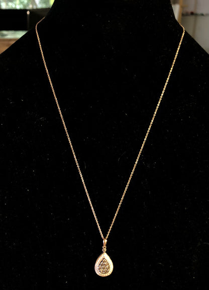 LeVian 14K Rose Gold Mocha Vanilla Diamond Teardrop Pendant Necklace