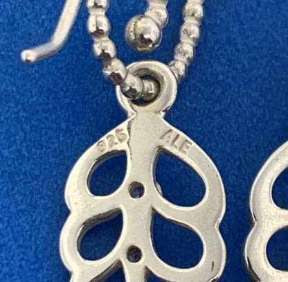 Authentic PANDORA 925 Sterling Silver Cubic Zirconia Leaf Dangle Drop Earrings