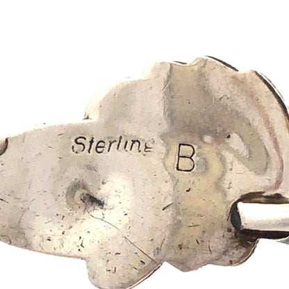 Native American Signed 925 Sterling Silver Turquoise Squash Blossom Pendant