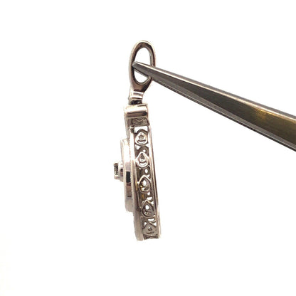 Designer KSJ 925 Sterling Silver Round Diamond Oval Occasion Anniversary Pendant