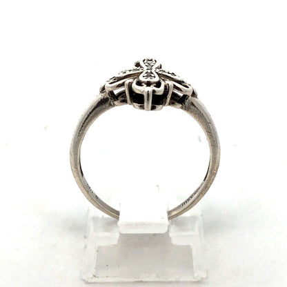 Designer ASHI 925 Sterling Silver Round Diamond Cross Ring