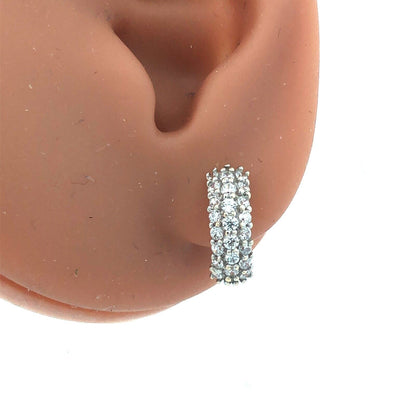 Designer Mexico 14K Yellow Gold Round Cubic Zirconia Huggie Hoop Earrings