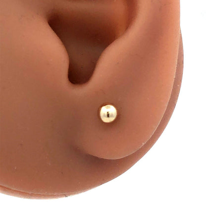 14K Yellow Gold Designer Small Round Ball Everyday Screw Back Stud Earrings