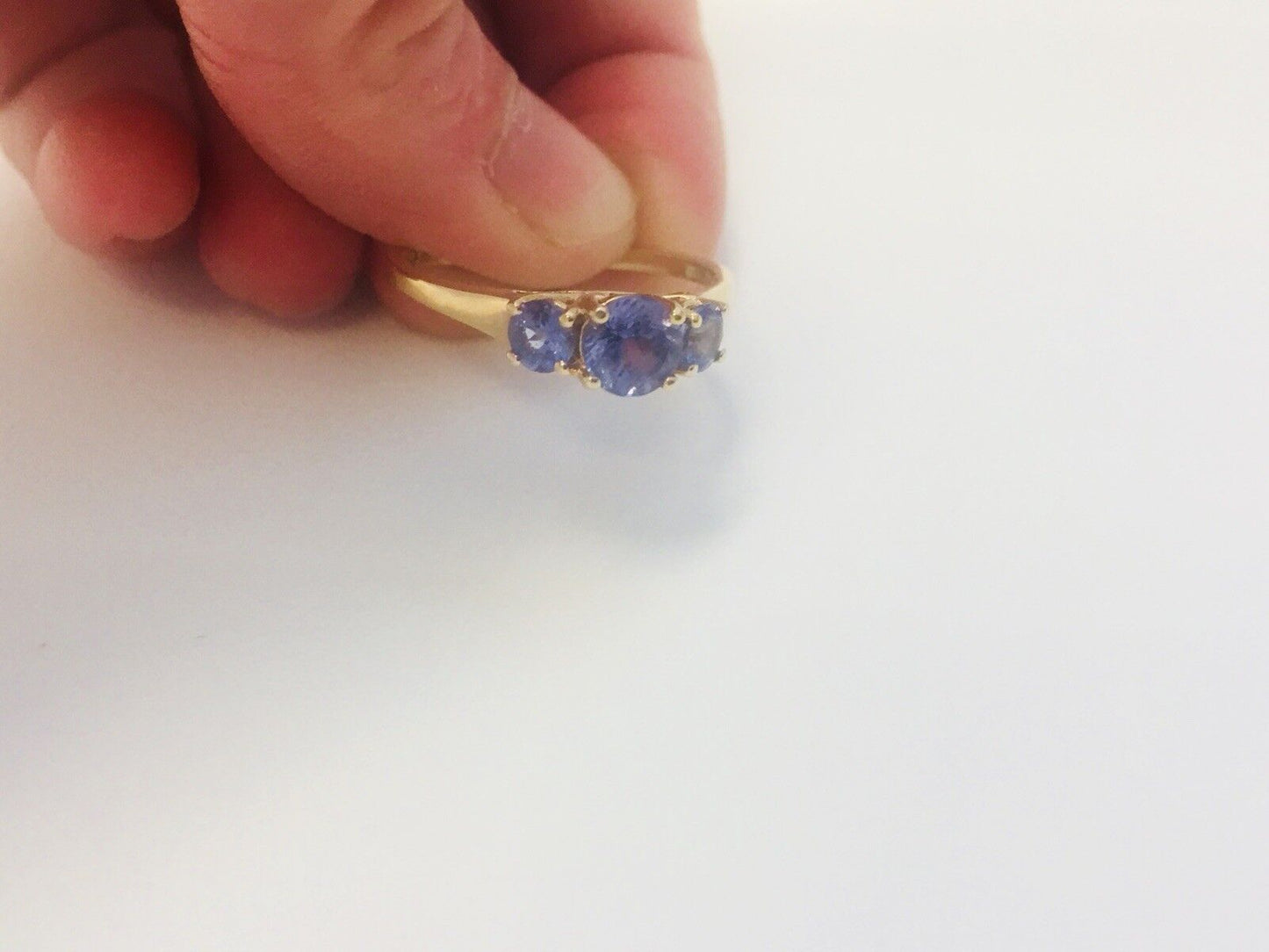 14K Yellow Gold Tanzanite Trio Bridal Anniversary Cocktail Ring