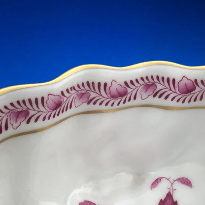 Vintage Herend Hugary Raspberry Chinese Bouquet Apponyi Deep Leaf Nappy Dish