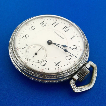 Waltham Silver Toned Open Face Grade 635 17j Model 1908 Pocket Watch Not Running
