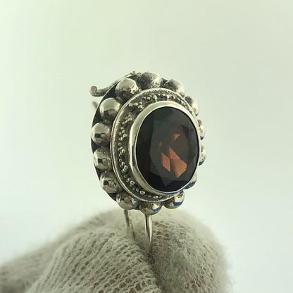Stunning Sterling Silver 925 Oval Cut Garnet French Wire Hook Earrings