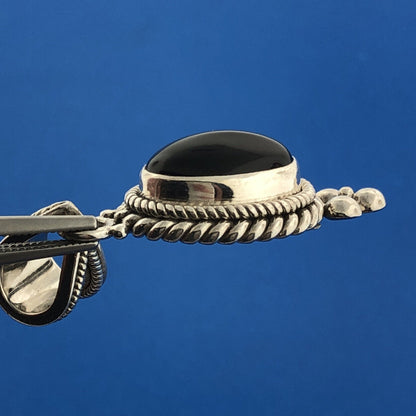 BA Suarti 925 Sterling Silver Oval Black Onyx Balinese Style Statement Pendant