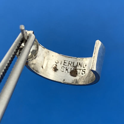 Vintage Scott Skeets Navajo Sterling Silver Storyteller Half Hoop Stud Earrings