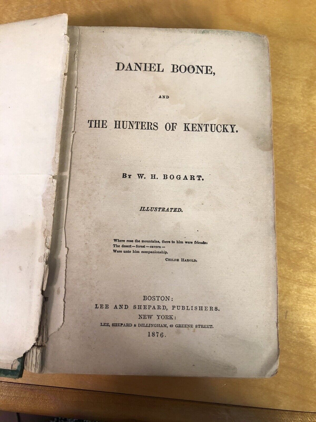1876 Daniel Boone And The Hunters Of Kentucky, W. H. Bogart Antique Book