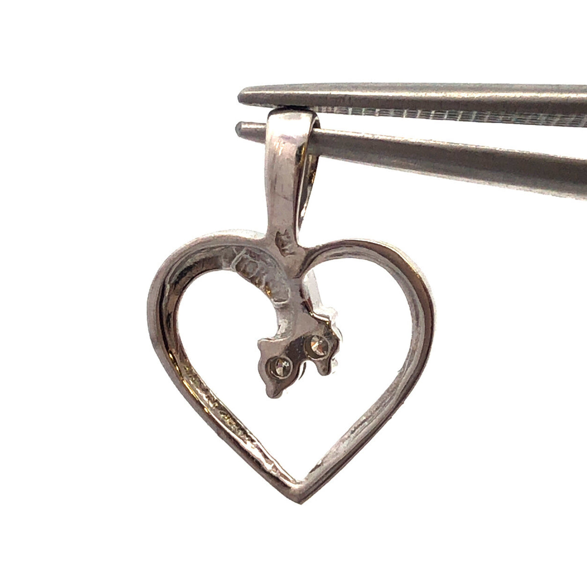 Designer TAJ 14K White Gold Diamond Modernistic Intertwined Heart Charm Pendant