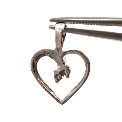 Designer TAJ 14K White Gold Diamond Modernistic Intertwined Heart Charm Pendant