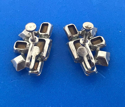 Runway Quality Silver Tone Crystal Rhinestone Bridal Wedding Screw Back Earrings