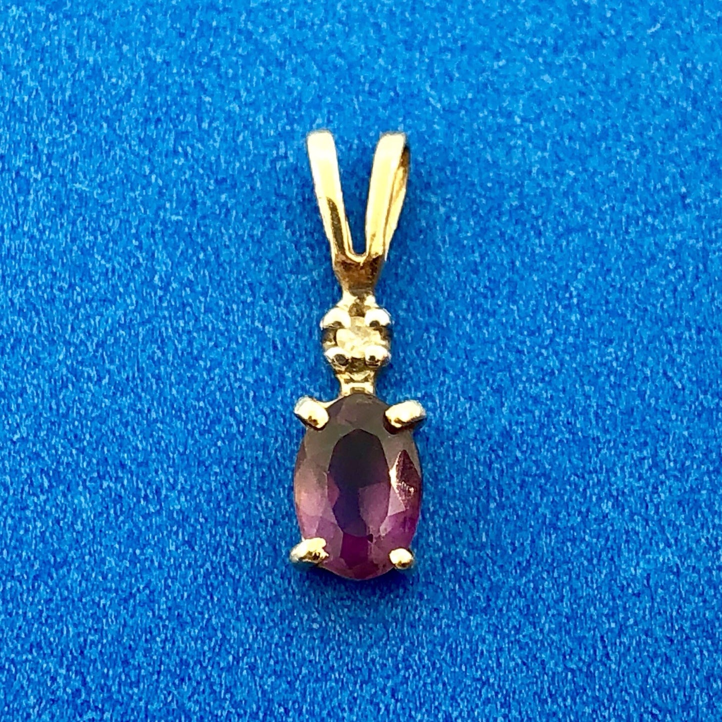 14k Yellow Gold Amethyst Diamond February Anniversary Occasion Pendant