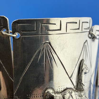 Vintage Peru 900 Silver Aborigine Storyteller Statement Panel Cuff Bracelet