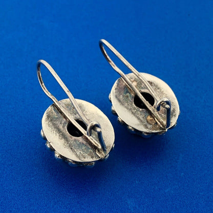 Stunning Sterling Silver 925 Oval Cut Garnet French Wire Hook Earrings