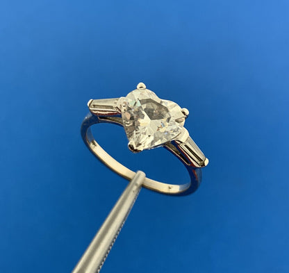 Sparkling 925 Sterling Silver Cubic Zirconia CZ Heart Solitaire w/ Accents Ring