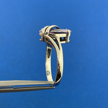 Designer 925 Sterling Silver Purple Marquise Cubic Zirconia CZ Modernist Ring