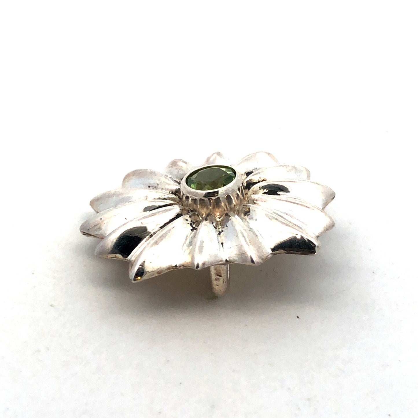 Mignon Faget 925 Sterling Silver Round Peridot Portafiori Flower Pendant