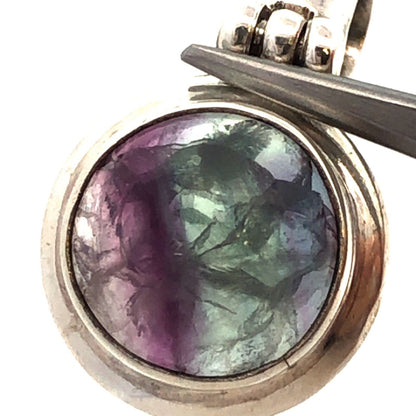 925 Sterling Silver Fluorite Cabochon Drop Dangle Pendant