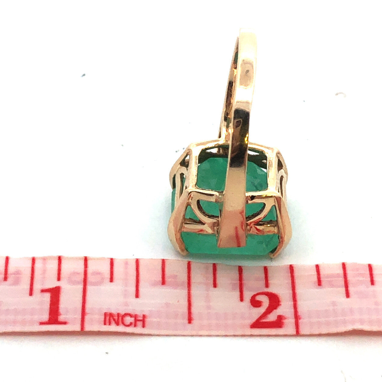 Estate Designer 14K Yellow Gold Emerald Cut Emerald Statement Solitaire Ring