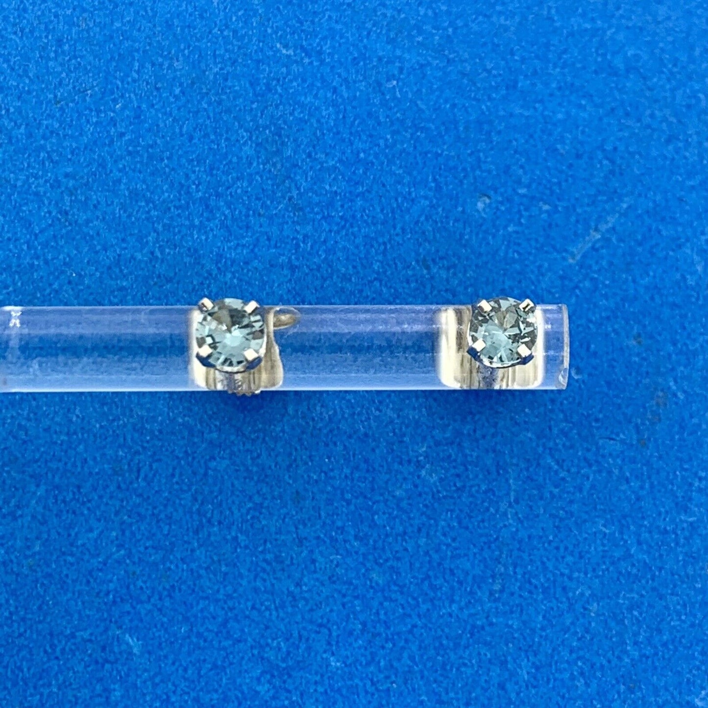 Designer 14K White Gold Aquamarine March Birthday Occasion Starter Stud Earrings