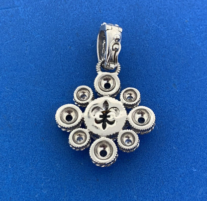 Judith Ripka 925 Sterling Silver Citrine Diamonique CZ Floral Enhancer Pendant