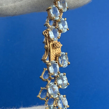 Designer 925 Sterling Silver Blue Topaz Double Row December Tennis Bracelet