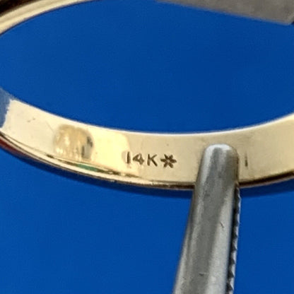 14k Yellow Gold Oval Emerald Diamond Accented May Anniversary Size 6 Ring