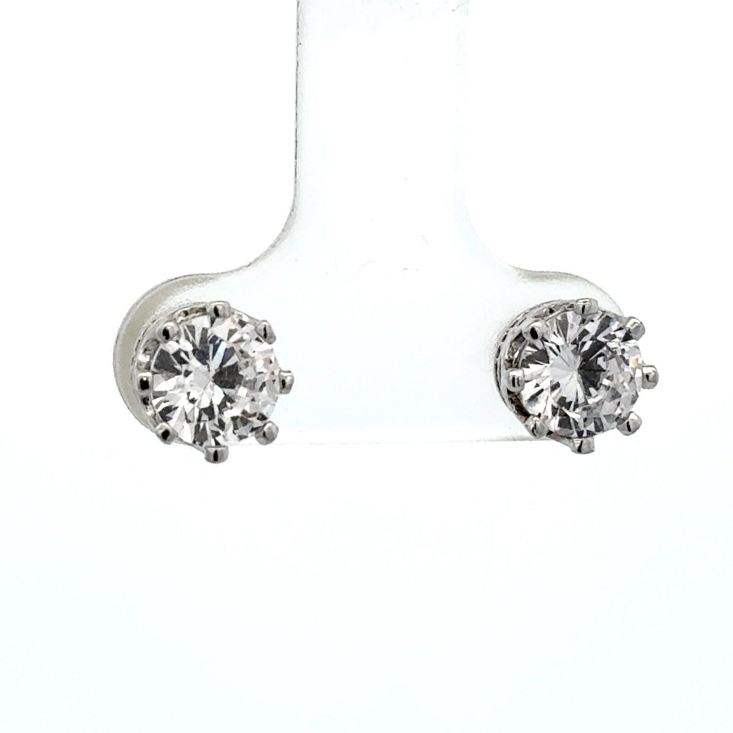 Designer Cubic Zirconia 925 Sterling Silver Round Statement Stud Earrings