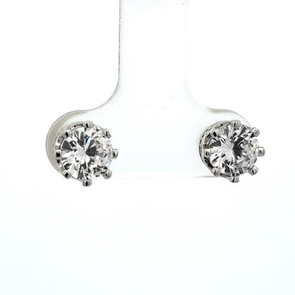 Designer Cubic Zirconia 925 Sterling Silver Round Statement Stud Earrings